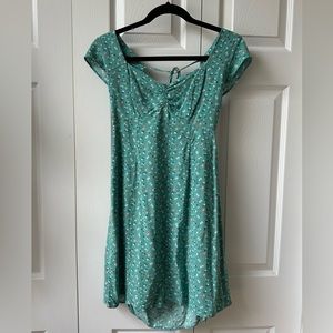 Aeropostale | Floral Sweetheart Neckline Blue-Green Mini Dress size SMALL